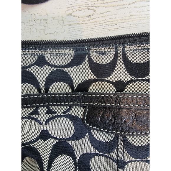 Coach Signature Jacquard CC Crossbody Bag Leather Accents Leaf Zipper Pull - Picture 3 of 10